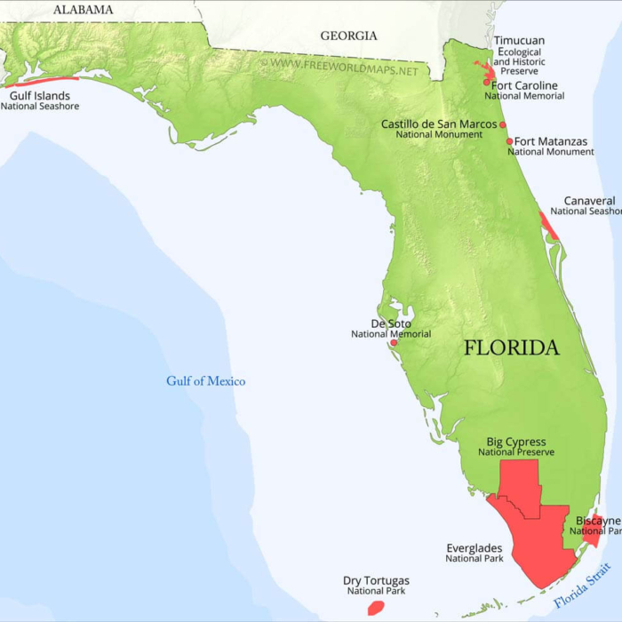 Florida National Parks Map
